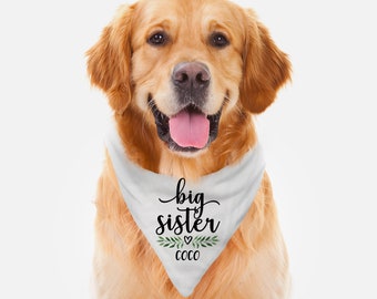 Dog Bandana Girl - Big Sister Baby Announcement