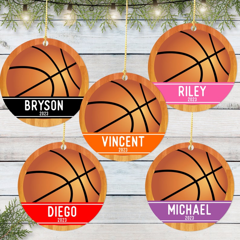 Basketball Christmas Ornament 2023 Keepsake Kids Basketball Ornament with Name Holiday Sports Gifts for Boys Team Coach Gift Idea image 1