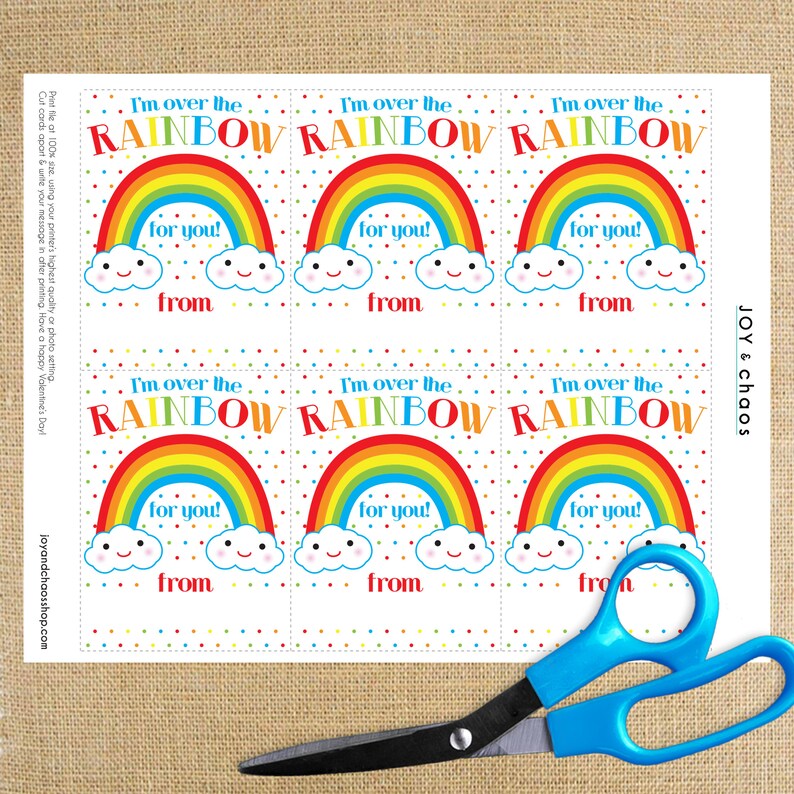 Printable Rainbow Valentine's Day Cards for Kids (digital Download) - Etsy