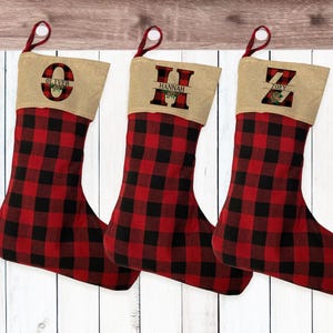 Personalized Plaid Christmas Stocking: Rustic Monogrammed Decor