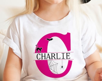 Personalized Girls Halloween Shirt: Monogram Initial Tee