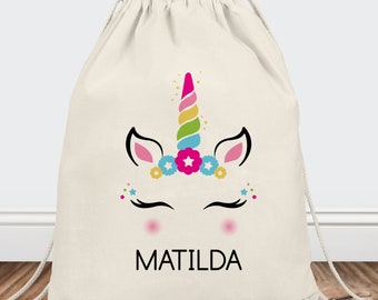 Personalized Girls Unicorn Drawstring Backpack | Personalized Party Favor