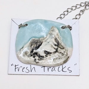 Porcelain Powder Snowy Mountain Pendants (w/ 18 in chain)