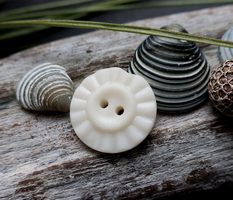 found on the west coast of scotland White milk sea glass button vintage button