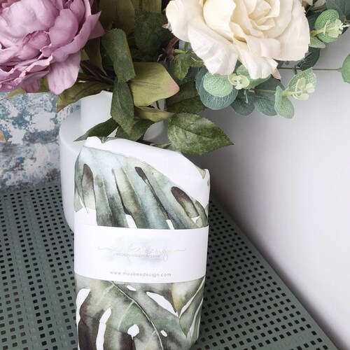 Monstera Leaves Cot Bed Sheet Tropical Nursery Bedding Green Etsy