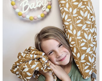 Personalisierte Baby Musselin Decke, Boho Blatt Swaddle Decke, weiches Spucktuch, große Stillhülle