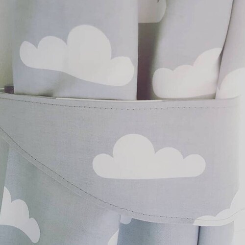Blackout Nursery Curtains Grey Clouds Kids Window Drapes Etsy UK