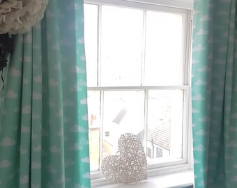 Blackout Nursery Curtains Grey Clouds Kids Window Drapes Etsy