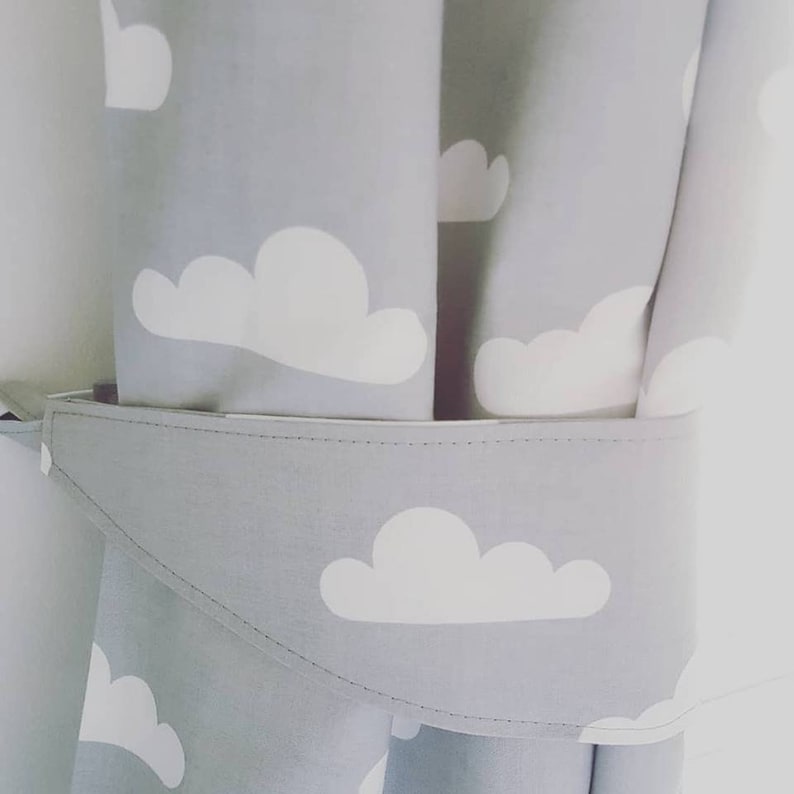 Blackout Nursery Curtains Grey Clouds Kids Window Drapes Etsy