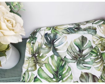 Monstera Nursery Bedding Set - Cot Bed Linen - Tropical Nursery Bedding - Green Leaves Monstera Nursery Duvet and Cushion Cover