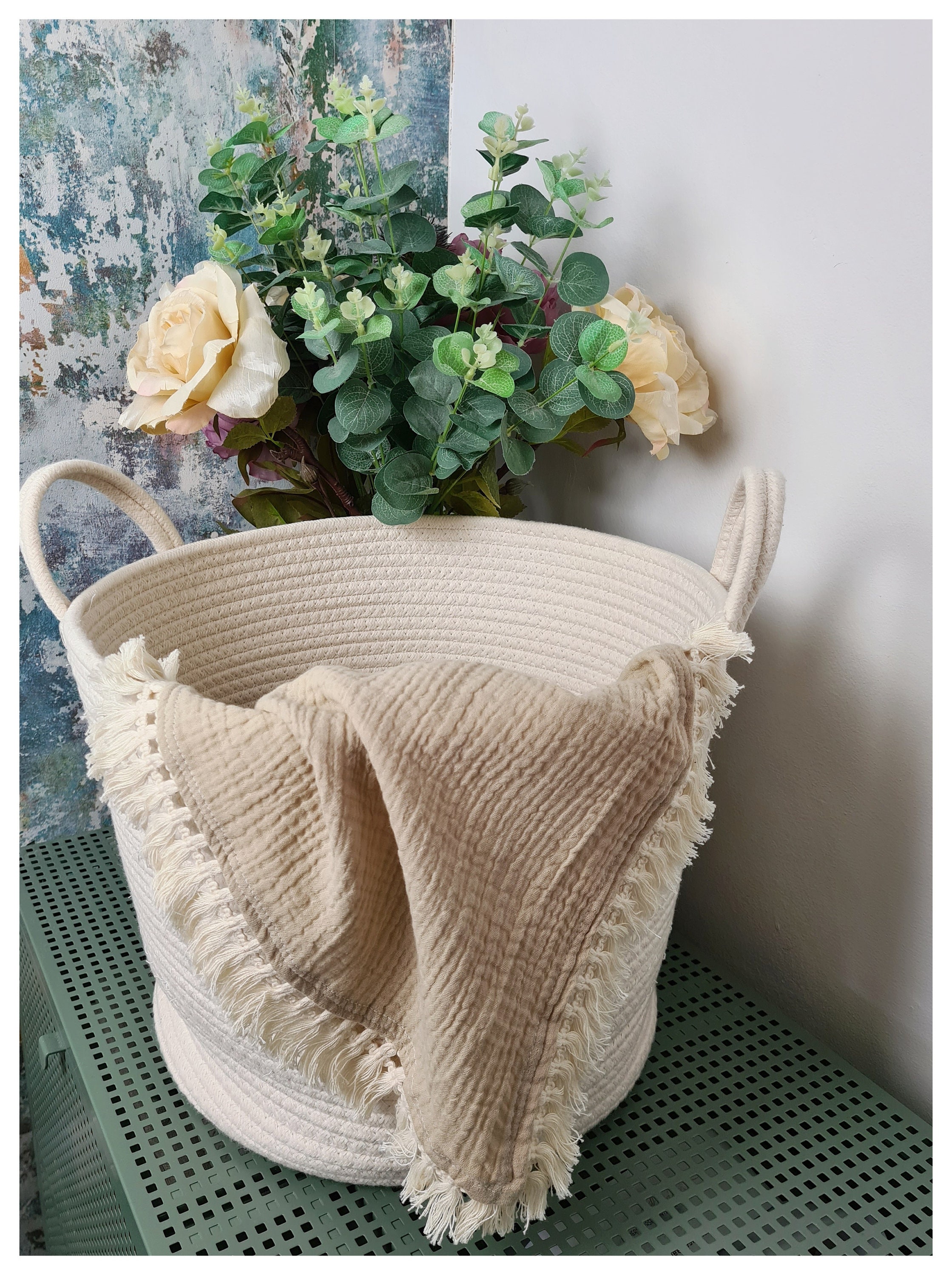 Personalised Baby Muslin Blanket Boho Beige Swaddle Blanket Etsy UK