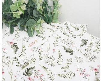 Meadow Fern Nursery Bedding Set - Cot Bed Linen - Toddler Fern Nursery Bedding - Green Leaves Nursery Duvet and Cushion Cover