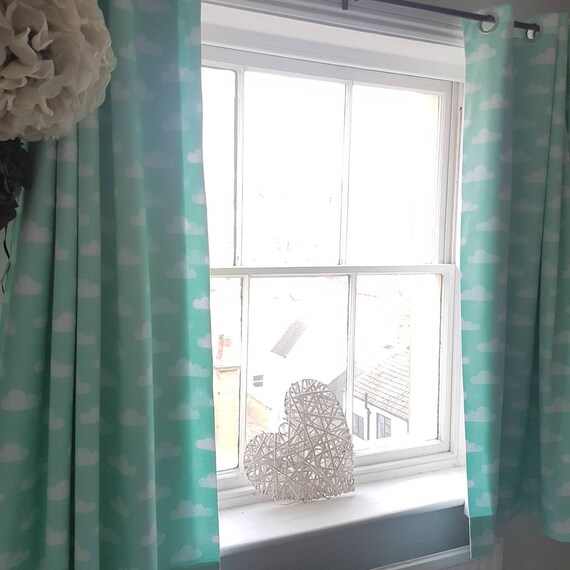 Customised Pair Of Blackout Curtains Kids Bedroom Drapes Eyelet Clouds Curtains