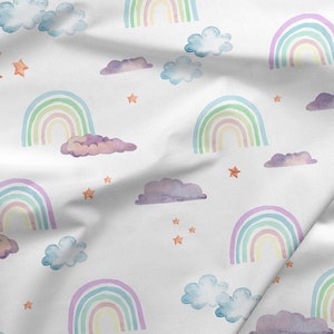 Rainbows Blackout Nursery Curtains , Rainbows Window Drapes, Customised Eyelet Curtains, Nursery Thermal Curtains, Pencil Pleat Curtains. image 6