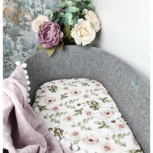 Eucalyptus and Roses Cot Bed Sheet Green Eucalyptus Leaves Etsy UK