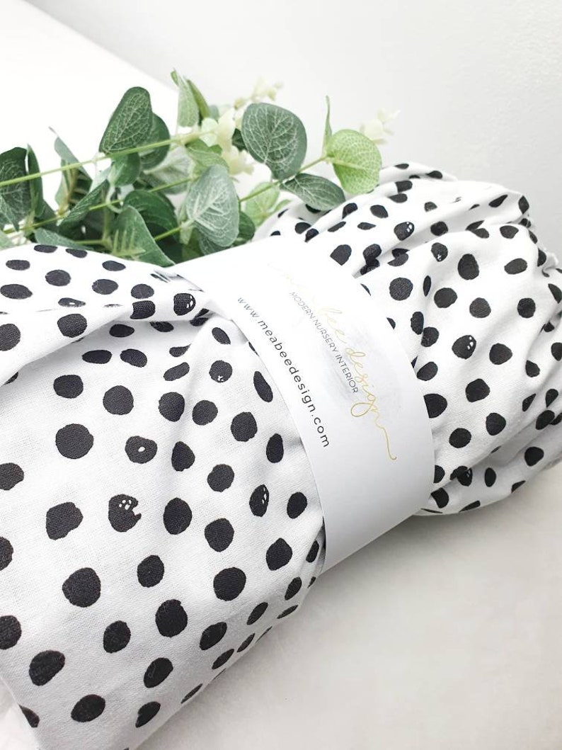 Monochrome Cot Bed Sheet Dalmatian Nursery Bedding Black and Etsy UK