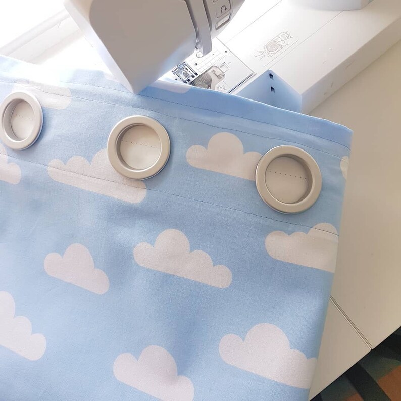 Blackout Nursery Curtains Grey Clouds Kids Window Drapes Etsy UK