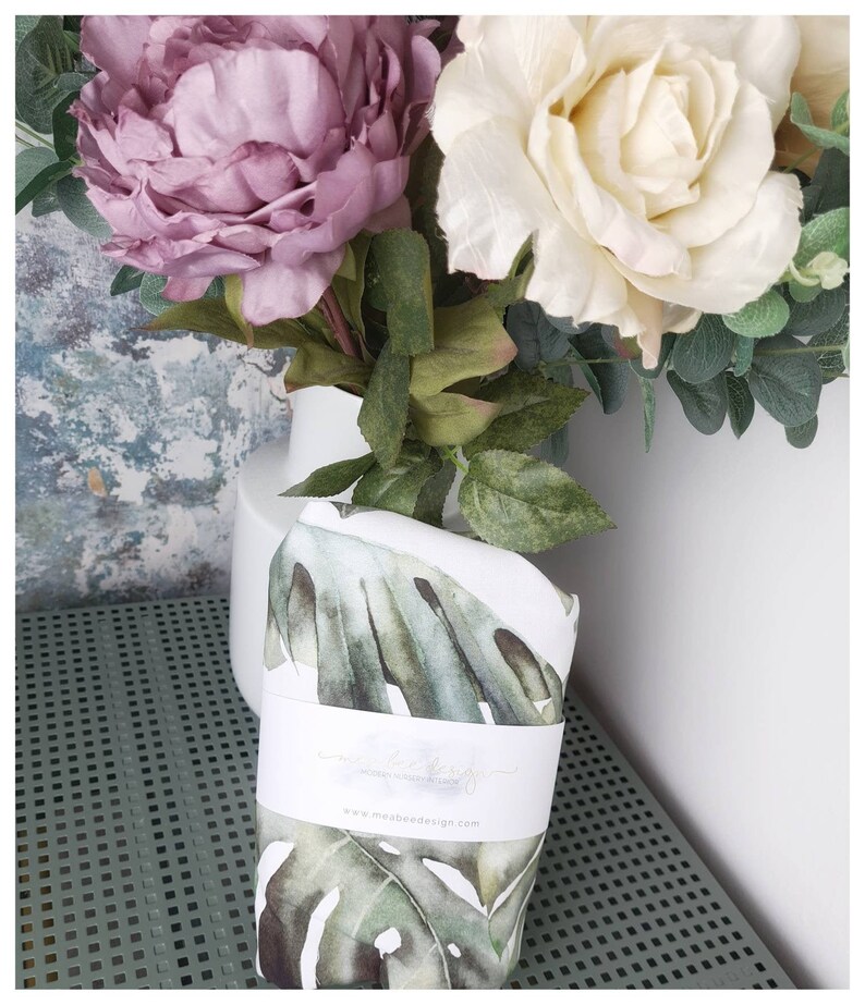 Monstera Leaves Cot Bed Sheet Tropical Nursery Bed Linen Etsy UK