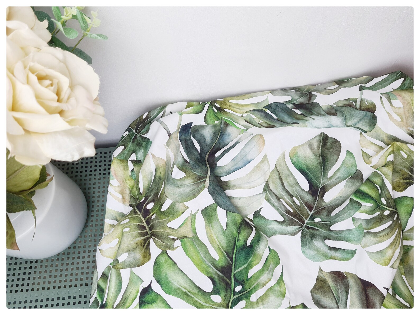 Monstera Leaves Cot Bed Sheet Tropical Nursery Bed Linen Etsy