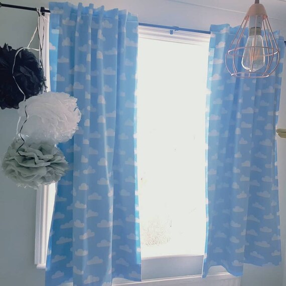 Customised Pair Of Blackout Curtains Kids Bedroom Drapes Eyelet Clouds Curtains