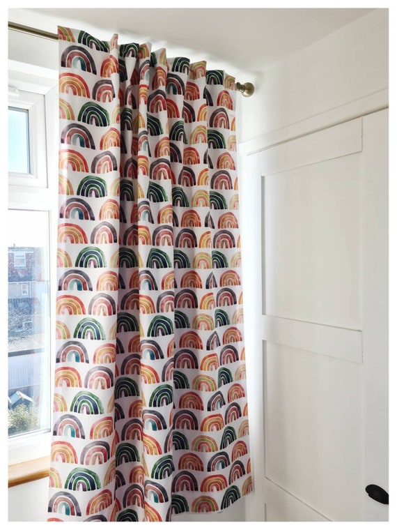Watercolour Rainbows Blackout Nursery Curtains Kids Watercolour Rainbows Blackout Nursery, Orange Nursery Curtains