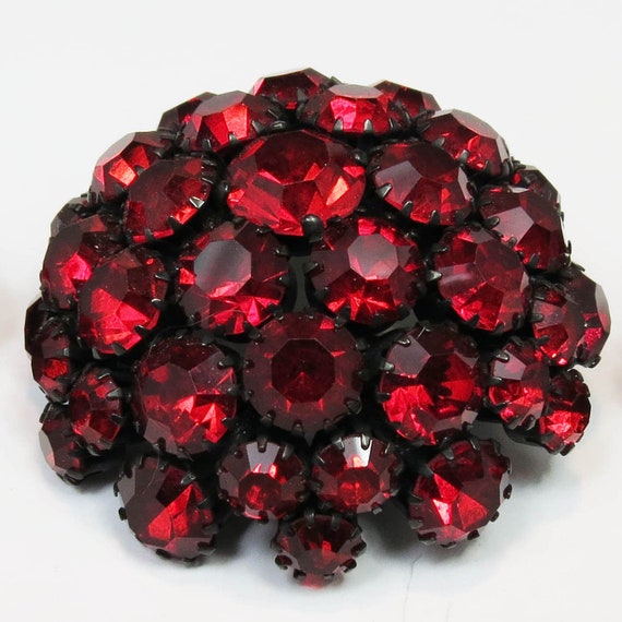 Vintage WARNER Red Rhinestone Set*Designer Signed*Aus… - Gem