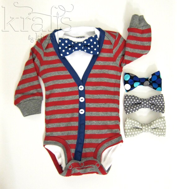 Items similar to Baby Boy Red/Gray Stripe with Royal Blue Lining ...