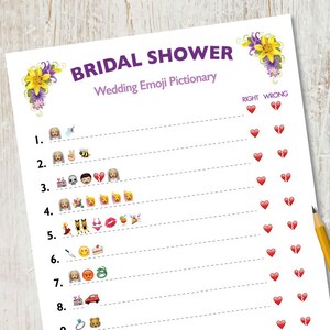 Floral Bridal Shower Emoji Pictionary / Wedding Emoji Pictionary / Bridal Shower Game / Wedding Shower Game / INSTANT Printable 5x7