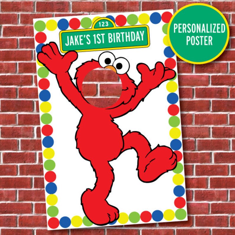 Elmo Poster Frame 1st Birthday Sesame Street Diy Digital Customized Kid