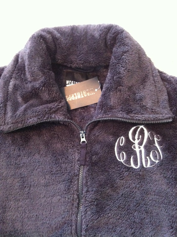 Items similar to Monogrammed Furry Fleece Jacket on Etsy