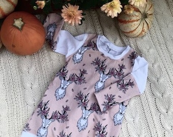 Tunic, baby tunic, baby dress, toddler tunic, toddler dress, baby clothes, baby shower gift, forest animals, deer, floral deer, antlers