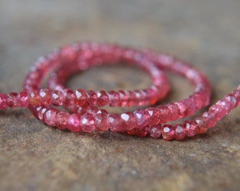 16 Strand Natural Pink Spinel faceted rondelle gemstone loose beads 2.5-4.5mm