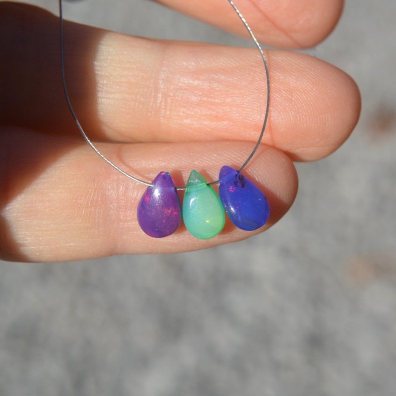 Multicolor Welo Ethiopian Opal Smooth Pear Briolette Sampler