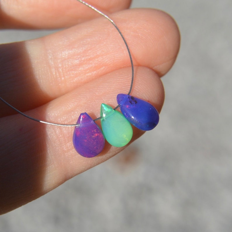 Multicolor Welo Ethiopian Opal Smooth Pear Briolette Sampler
