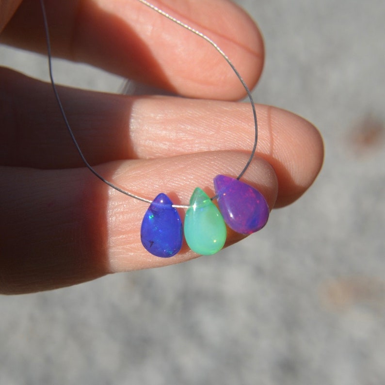 Multicolor Welo Ethiopian Opal Smooth Pear Briolette Sampler