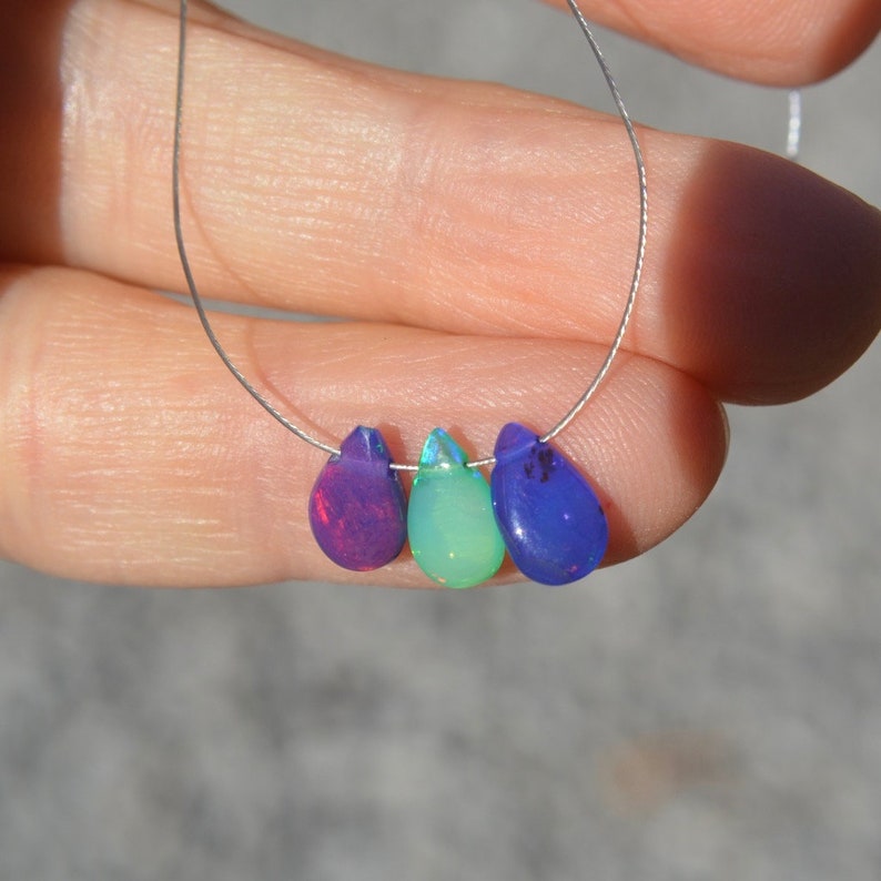 Multicolor Welo Ethiopian Opal Smooth Pear Briolette Sampler
