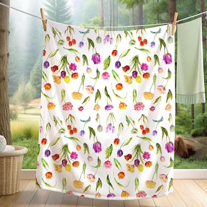 Floral Blanket Gift Flower Bouquet Blanket Floral Soft Blanket Gift for her Flower Cozy Blanket Grandma Gift Christmas Throw Floral Gift