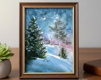Printable Wall Art Poster Digital Download Winter Art Scene DIY Holiday Card Christmas Printable Wall Art Winter Home Decor Holiday Card