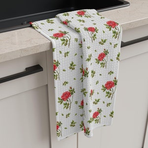 Rose Towel Rose Kitchen Towel Rose Pattern Kitchen Towel Valentines Towel Mothers Day Rose Gift Towel Rose Design Rose Birthday Gift for Her