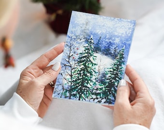 Snow Landscape Painting Christmas Watercolor Painting Original Watercolor Painting Winter Painting Original Small Art Gift