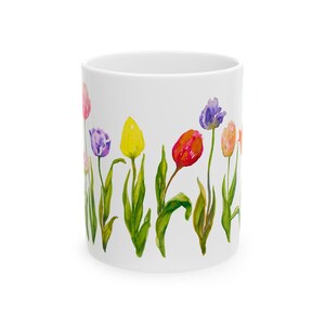 Floral Mug Tulip Art Mug for Mothers Day Gift Mug Tulip Spring Flower ...