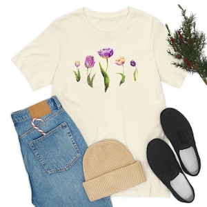 Tulip Shirt| Floral TShirt | Purple Tulips Shirt | Tulip Art Shirt | Flower Art Tshirt