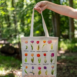 Tulip Names Tote Tulip Varietals Grocery Tote with Tulips Book Tote Bag Art Tote Tulip Name Gift for Tulip Gardener Teacher Gift Tulip image 13