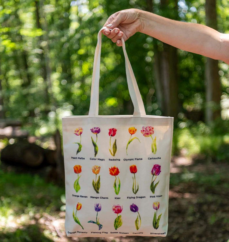 Tulip Names Tote Tulip Varietals Grocery Tote with Tulips Book Tote Bag Art Tote Tulip Name Gift for Tulip Gardener Teacher Gift Tulip image 13