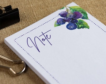 Blueberry Notepad Berry Grocery List Berries Design To Do List for Berry Lover Gift Kitchen List Berry Art Magnetic Sticky Note Pad