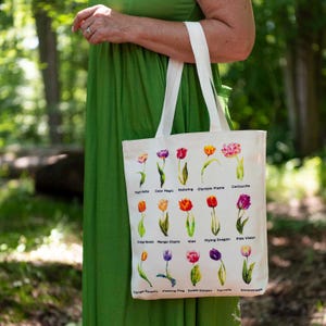 Tulip Names Tote Tulip Varietals Grocery Tote with Tulips Book Tote Bag Art Tote Tulip Name Gift for Tulip Gardener Teacher Gift Tulip image 9