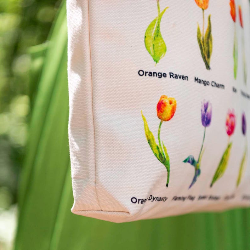 Tulip Names Tote Tulip Varietals Grocery Tote with Tulips Book Tote Bag Art Tote Tulip Name Gift for Tulip Gardener Teacher Gift Tulip image 10