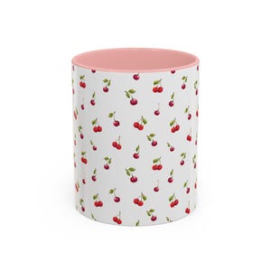 Cherry Mug Cherry Coffee Mug Cherries Pattern Cherry Art Cherries Mug Gift for Cherry Lover Coquette Gift Ceramic Mug with Cherry Design