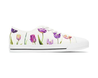 Flower Print Shoe Floral Sneaker Womens Tulip Sneaker Tulip Fan Shoe Cute Summer Shoe Gardener Gift Flower Sneaker Womens Cute Flowers