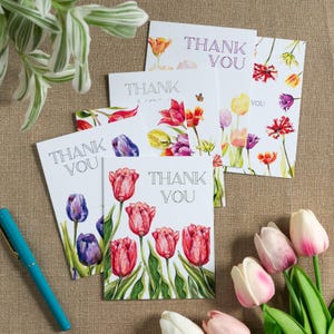 Bloemenbedankkaartenset Bedankkaartenset met envelop Tulpkaart Bloemenkaartenset Bedankkaartenassortiment met bloemen